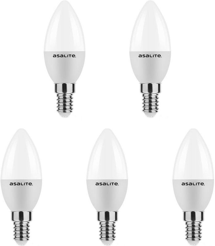 Asalite - LED Lamp C37 - Kaarslamp - 6W = 40W - 510 Lumen - 4000K Neutraal Wit Licht - 5 stuks