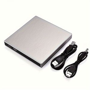 Externe CD/DVD Speler & Brander – USB 2.0 – Slim Portable Drive – Compatibel met Windows & Mac – Plug & Play – Zilver