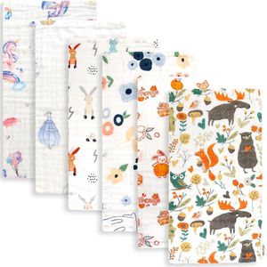 Set van 6 Babyspuugdoekjes voor Jongens en Meisjes - Zacht en Ademend Katoen