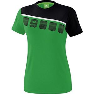 Erima Teamline 5-C T-Shirt Dames Smaragd-Zwart-Wit Maat 40