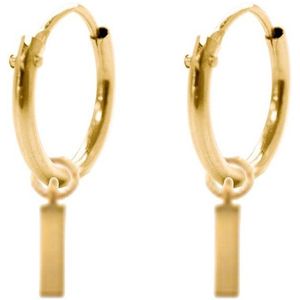 New Bling 9NBG-0147 Gouden Oorringen met hanger - Staafje - 14 krt - 10 mm - Goudkleurig