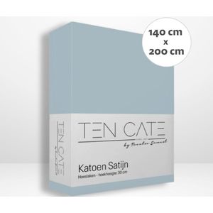 Ten Cate - Hoeslaken - Lichtblauw - Katoensatijn - 140 x 200 cm - Hoekhoogte 35 cm - Elastiek Rondom - Strijkvrij