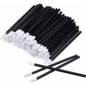 Lipgloss / Oogschaduw Borsteltjes - 50 stuks - Zwart - Lipgloss applicators - brush lipstick make-up lip pluisvrij oogschaduw borsteltje