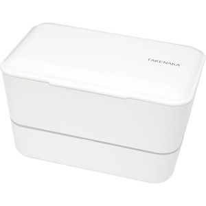 TAKENAKA Bento Bite Box Dual Coconut White milieuvriendelijke lunchbox gemaakt in Japan, BPA- & rietvrij, 100% recyclebaar plastic flesgebruik magnetron- en vaatwasmachinebestendig, Bentobox rechthoekig L173xW110xH107mm (Kokos Wit)