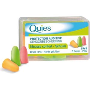 Quies Rubber Foam Ear Plugs - 3 paar - Kleur: bijpassende kleuren