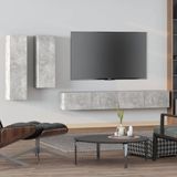 The Living Store TV-meubelset - Klassiek - Wandgemonteerd - Betongrijs - Materiaal- Bewerkt hout - Verschillende maten beschikbaar - 2x 100x30x30cm - 1x 30.5x30x110cm - 1x 30.5x30x90cm