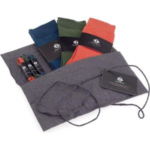 Owen Smith Style Kit - 3 paar Herensokken met Veters, blauw oranje groen, maat 39-42 veterlengte 75cm