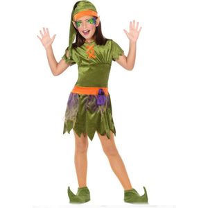 Groen en oranje bos elfen pak voor meisjes - Verkleedkleding
