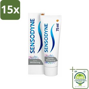 15 x Sensodyne - Tandpasta - Gentle Whitening - Milde Reiniging - 75 ml - Grootverpakking - Tandpasta - Gevoelige Tanden - Whitening - Tandglazuur - Mondverzorging