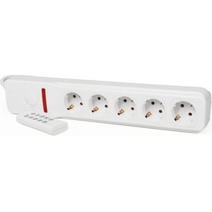 McPower Stekkerdoos met afstandsbediening - Verdeelstekker met 5 stopcontacten - Stekkerblok 1.5 meter kabel - Wit