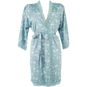 Guy de France - Kimono celadon - satijn bedrukt - XXL