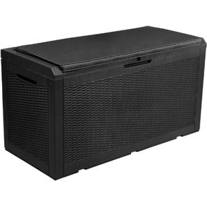 380L Tuin Opbergdoos – Grote Waterdichte Opbergbox Voor Buiten – Weerbestendig & Afsluitbaar – Ideaal Voor Tuingereedschap, Kussens & Zwembadbenodigdheden – 121x54x61 cm – Zwart