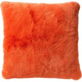 Dutch Decor ZAYA - Sierkussen 45x45 cm - bontlook - effen kleur - Coral - koraalroze - Inclusief binnenkussen