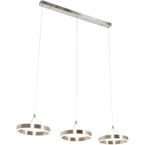 QAZQA lyani - Design LED Hanglamp eettafel voor boven de eettafel | in eetkamer - 3 lichts - L 110 cm - Staal - Woonkamer | Slaapkamer | Keuken