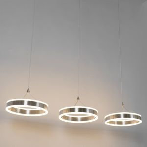 QAZQA lyani - Design LED Hanglamp eettafel voor boven de eettafel | in eetkamer - 3 lichts - L 110 cm - Staal - Woonkamer | Slaapkamer | Keuken