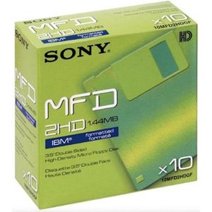 Floppy diskettes Sony 3.5'' IBM formatted 1.44MB Floppy disk MFD-2HD / 10 pack.