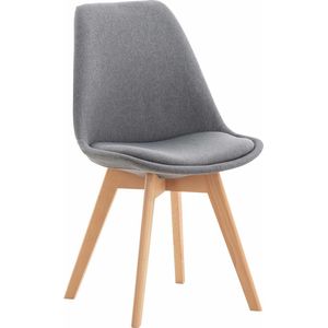 CLP Linares Eetkamerstoel - Zonder armleuning - Hout frame - licht grijs Stof