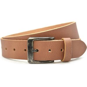 Timbelt leren riem ecru / beige - 100% nerfleder - Heren riem / dames riem - jeansriem met zwarte gesp - Riemmaat 85 - totale lengte riem 100 cm