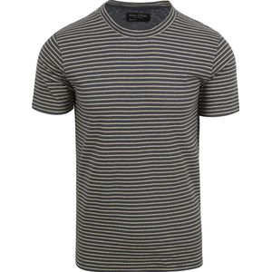 Marc O'Polo - T-Shirt Linnen Streep Blauw - Heren - Maat M - Regular-fit