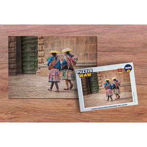 Puzzel Twee indiaanse kinderen die lopen - Legpuzzel - Puzzel 1000 stukjes volwassenen