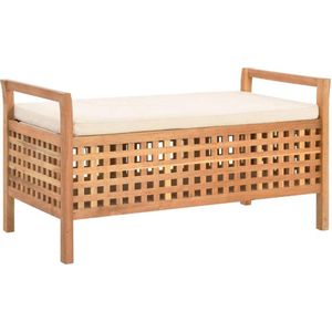vidaXL - Opbergbankje - 93x49x49 - cm - massief - walnotenhout