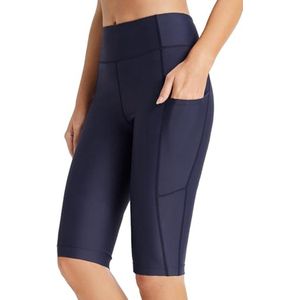 Dames Badshorts - Sneldrogend, UV-bescherming, Hoge Taille, Knielang met Binnenslip en Zakken