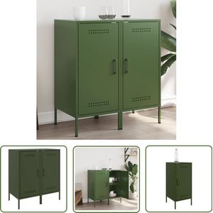 vidaXL Industrieel Meubel - Dressoir - Dressoirs 2 st 36x39x79 cm staal olijfgroen - Houten Dressoir - Vintage Dressoir - Salontafel