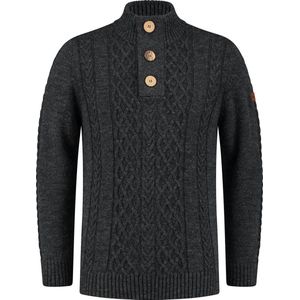 Travelin' Jumper Falun - Heren trui winter - Mock neck - Donkergrijs - Maat M