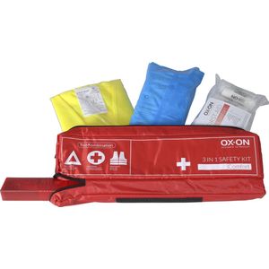 OX-ON 3-delige auto veiligheidsset EHBO set - Gevarendriehoek - Veiligheidsvest / Safety kit internationaal DIN 13164-2022