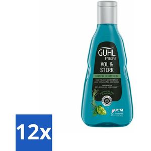 12 x Guhl - Shampoo - Men Vol & Sterk - 250 ml - Haarversterkend Shampoo - Volume Shampoo - Shampoo Voor Mannen - Dunner Wordend Haar - Cafeïne Shampoo