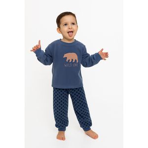 Outfitter - Jongens Pyjama - Fleece - Bear - Blauw - Maat 128