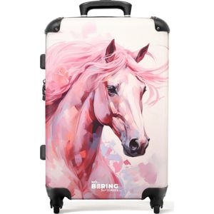 NoBoringSuitcases.com® - Kinderkoffer meisje paard - Trolley koffer kind - 20 kg bagage
