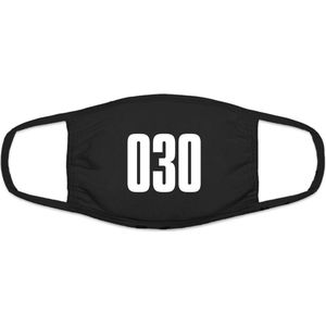 030 Utrecht mondkapje | gezichtsmasker | bescherming | bedrukt | logo | Zwart mondmasker van katoen, uitwasbaar & herbruikbaar. Geschikt voor OV