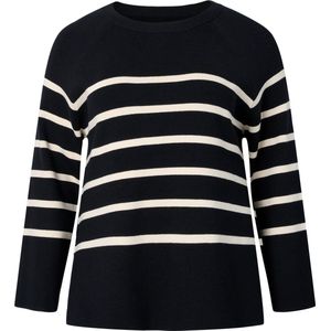 ZIZZI MCHERRY, L/S, STRIPE PULLOVER Dames Blouse - Black - Maat M (46-48)