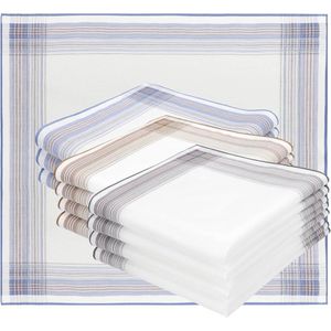 Heren Stoffen Zakdoeken Set - 12 Stuks - 100% Katoen - 43 x 43 cm