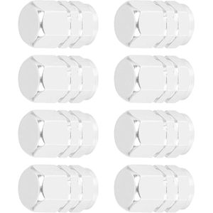 Auto 8 stuks Zilveren Stuurpen Ventiel Caps Sets met Hexagon Vorm - Band Cap Covers