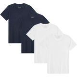 DANISH ENDURANCE - T-Shirt - Wit en Marineblauw - 4 pack - Heren - Crew Neck