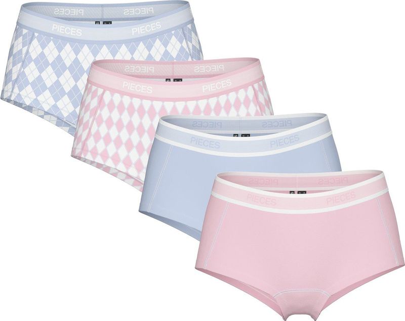 Pieces - PCLOGO 4-pack - Hipsters - Roze/Blauw