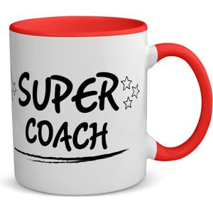 Akyol - super coach koffiemok - theemok - rood - Coach - een coach - sport - verjaardagscadeau - klein cadeautje - kado - gift - 350 ML inhoud