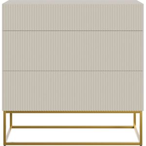Selsey Veldio - Dressoir 3-lades 90 cm - Grijsbeige met gouden poten