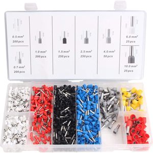 CCLIFE - 1200-Delige set - Geïsoleerd Snoer - Adereindhulzen - Kabelmoffen - Reeks Isolatiemoffen - 0,5-0,75-1,0 - 2,5-4 - 6-10 mm²