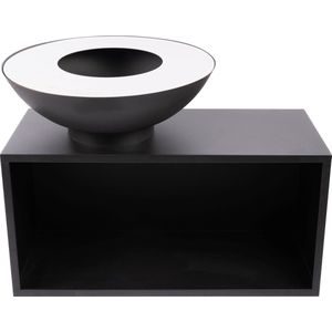 RedFire – Onyx – barbecue - BBQ - Zwart – Vuurschaal BBQ - Vuurkorf - Vuurschaal 80 cm – houtopslag – Grillschaal - Plancha ring – Terrasverwarming - Sfeerhaard