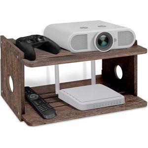 Wandhouder, projector, rek, tv-standaard, wifi, router, opbergdoos, wandgemonteerde tv-plank voor kabelboxen/afstandsbediening/dvd-speler, van hout