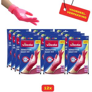 12x Vileda Sensitive Easy Fit Huishoudhandschoen - Maat L - Voordeelverpakking!