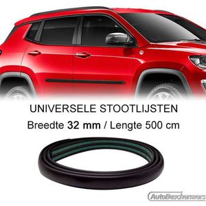 Universele auto stootlijsten breedte 32 mm op rol van 5 meter kleur zwart en zelfklevend dmv 3M-tape met 2 Easy Cleaner Pro schoonmaakdoekjes