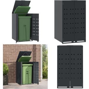 vidaXL Containerberging voor 1 container 69x79x117 cm staal antraciet - Containerberging - Containerbergingen - Afvalbakberging - Tuinberging Container
