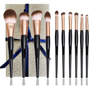 Make-upkwastenset van natuurlijk geitenhaar met geschenkdoos, luxe make-upkwasten van professionele natuurlijke haren, make-upkwasten van natuurlijke haren