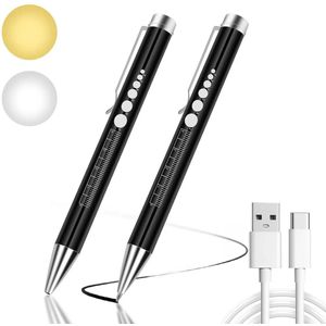 RVS penlight wit - oplaadbaar USB-C - medisch ooglampje - pupillampje - diagnostisch lampje - dokterspen