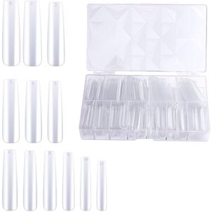 360st 3XL Extra Lange Valse Nagels Set, Transparant Vierkante Valse Nagels Volledige Dekking Ballerina Druk op Doodskist Nagels voor Meisjes Vrouwen Doe-Het-Zelf Nagelkunst Salon Thuisgebruik