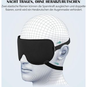 Anti-slip slaapmasker, dual-mode oogmasker voor vrouwen en heren, verbeterde 2.0 versie, perfecte lichtblokkering met 2 riemen zonder te verschuiven
